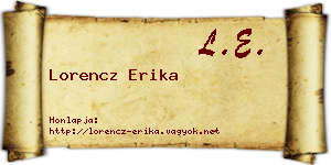 Lorencz Erika névjegykártya